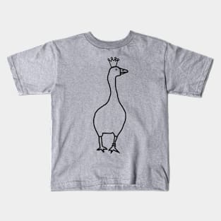 Goose Wears Stolen Crown Minimal Line Drawing Kids T-Shirt